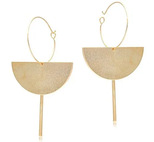 Fashion Exaggerated 18K Gold Geometric Multi-layer Half Circle Dangle Drop Earring for Women