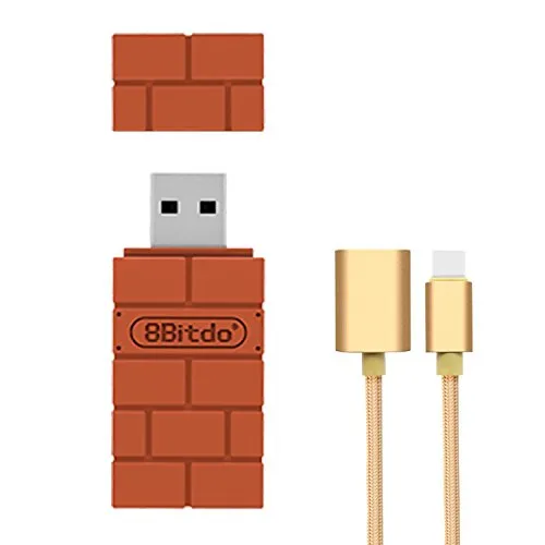 FastSnail 8Bitdo Wireless Controller Adapter Converter Compatible with Nintendo Switch, MacOS, Raspberry Pi, and Windows, With Golden OTG Cable