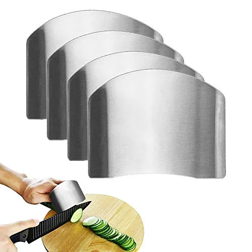 Finger Guards for Cutting vegetables Stainless Steel Knife Cutting Protector Kitchen Tool Avoid Hurting for Food Chopping Slicing and Dicing 4 Pack