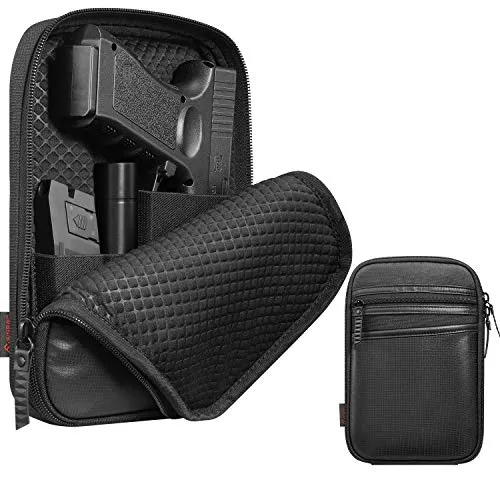 FINPAC Concealed Carry Gun Pouch, Pistol Holster Fanny Pack Waist Pocket for Handgun with Belt Loops, Black
