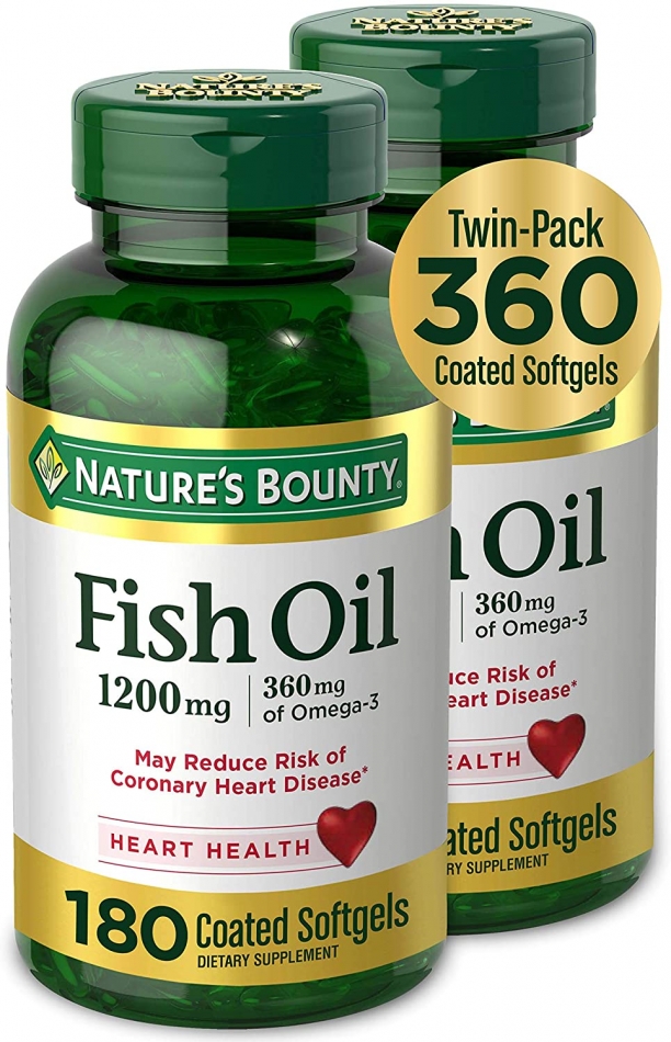 Fish Oil by Natures Bounty Dietary Supplement Omega3 Supports Heart Health 1200 mg