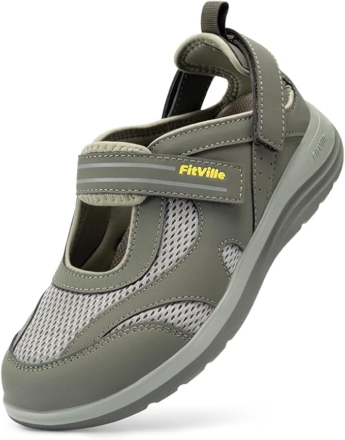 FitVille Diabetic Shoes for Women Extra Wide Width Diabetic Womens Sandals, Walking Shoes with Adjustable Closures Arch Support, Orthopedic Sandals for Flat Feet Heel Pain Relief,Plantar Fasciitis