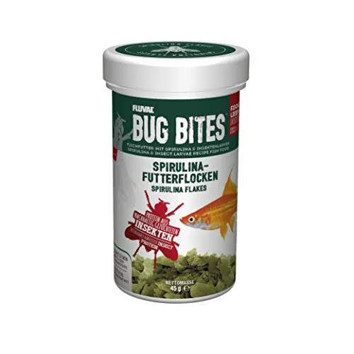 Fluval Bug Bites Fish Food with Spirulina, Flakes for Small to Medium Sized Fish, 1.59 oz., A7355