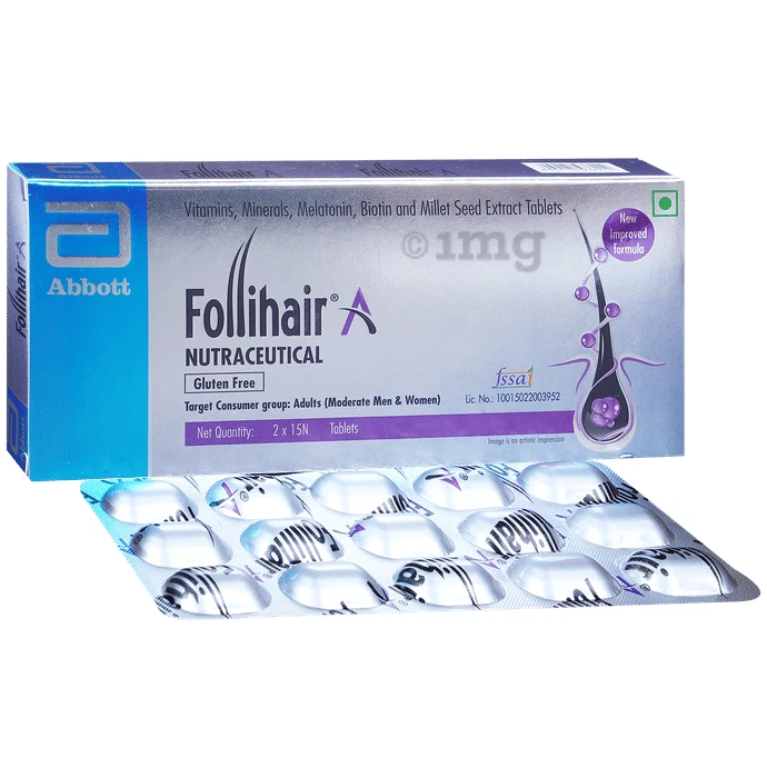 Follihair A Tablet Helps to reduce hair fall ,hair growth hair follicles 15 tabs