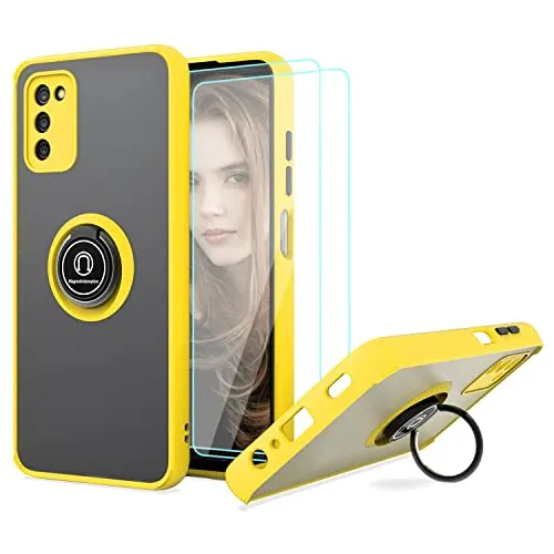 for Moto G Stylus 2022 Case with Screen Protector Ring Kickstand Heavy Duty Military Grade Shockproof Anti-Slip TPU Bumper Hybrid Protective CoverÂ Compatible with Motorola g Stylus 2022 -Yellow