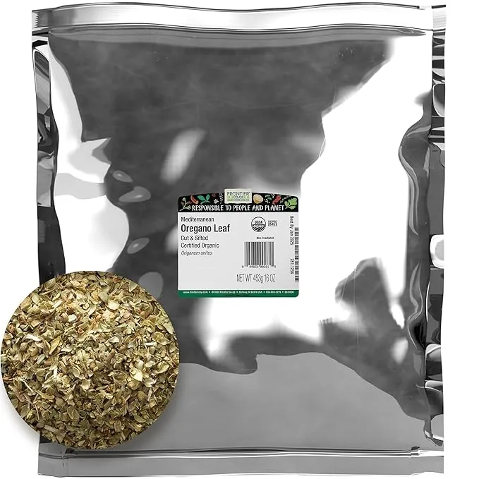 Frontier Co-op Mediterranean Fancy Oregano Leaf, 1-Pound Bulk, Great On Pizza, Italian & Mexican Fare, Kosher