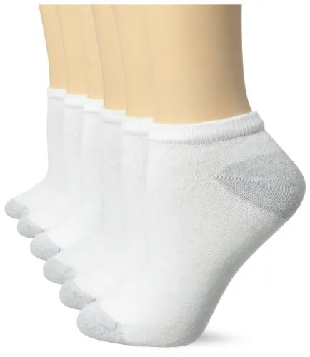 Fruit of the Loom Women's 6 Pack No Show Socks, White/Grey, Shoe Size: 4-10