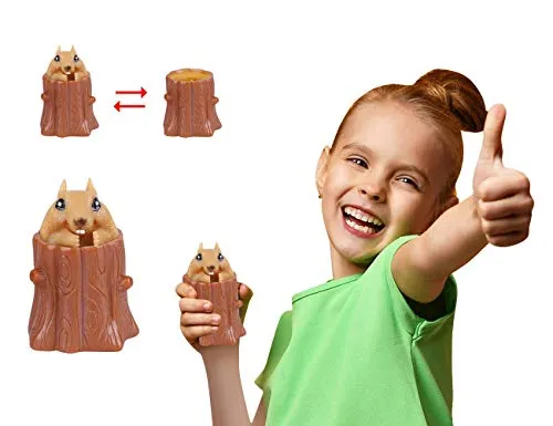 FSBTWOO Squeeze Squirrel Cup Children's Toys, Evil Decompression Tree Stumps,Rubber Fidget Toys,Cute Miniature Telescopic Pen Holders, Weird Play Gifts for Girlfriend, Friends,Adults Children.â¦