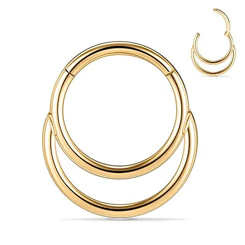 GAGABODY Daith Earring Septum Ring Jewelry Gold 10mm Nose Rings Conch Earring Segment Nose Ring 316L Surgical Steel Clicker Hoop 16g Helix Earrings Septum Piercing Jewelry