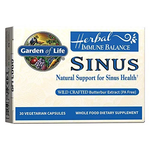 Garden of Life Natural Sinus Support Herbal Immune Balance Sinus with Enzyme Blend, Vegetarian, 30 Capsule - Packaging May Vary