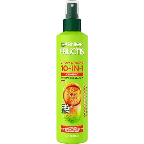 Garnier Fructis Grow Strong Thickening 10-in-1 Spray, Biotin-C, 8.1 Fl Oz, 1 Count (Packaging May Vary)