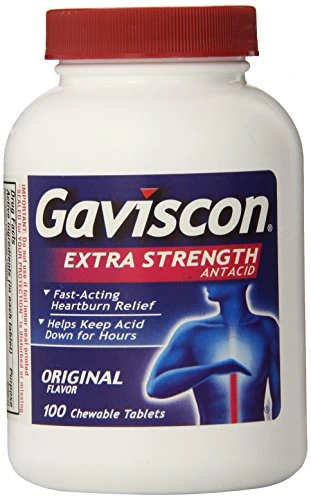 Gaviscon Extra Strength Chewable Antacid Tablets, Original Flavor, 100 Count (Pack of 12)