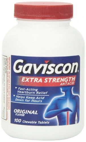 Gaviscon Extra Strength Chewable Antacid Tablets, Original Flavor, 100-Count Bottles (Pack of 2)