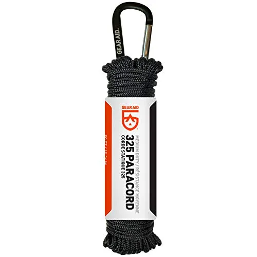 GEAR AID 325 Paracord and Carabiner, Utility Cord for Camping and Hiking,