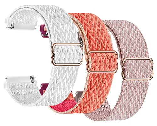 GeiomooÂ 20mmÂ NylonÂ BandÂ forÂ WatchesÂ andÂ Smartwatches,Â ReplacementÂ Strap (20mmÂ 3 Pack White+Coral+Pink Sand)