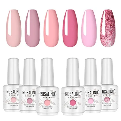 Gel Nail Polish Set, 15ML 6 Bottles Trendy Soak Off Nail Gel Polish with Gift Box, UV LED Lamp Required for Nail Slaon Home Manicure Series Glamour Goddess for DIY Nail Art (B)