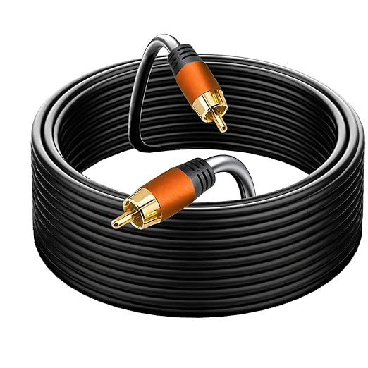 Generic 10FT RCA Male to Male Digital Coaxial Audio Cable for Subwoofer, Home Theater, Video/Audio, Compatible with Subwoofer Speakers, HDTV, Sound Bar, Blu-ray Player, DVD Home Theater