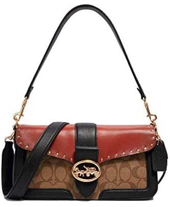 Georgie Shoulder Bag In Colorblock Signature Canvas With Rivets