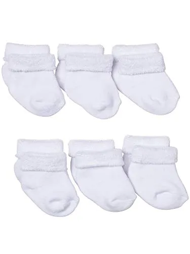 Gerber Baby 6pk Organic Terry Wiggle Proof Socks - White 3-6 Months