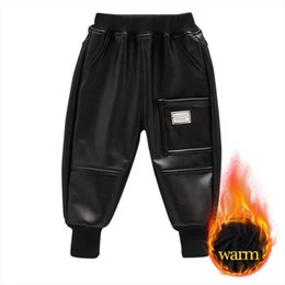 Girl Leather Pants Letter Kids Trousers For Girls Thick Warm Trousers For Children Cotton Padded Child Girl Clothes