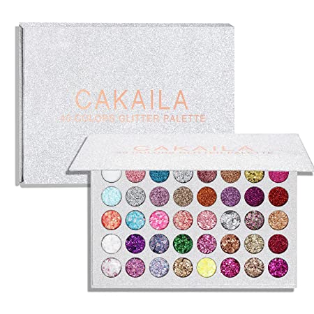 Glitter Eyeshadow Palette, 40 Colors Highly Pressed Pigmented Metallic Shimmer Sparkly Glitter Eyeshadow Makeup Pallet Palettes,Pink Blue Green Red Gold Purple Eye Shadow Powder Long Lasting Waterproof (40pcs)