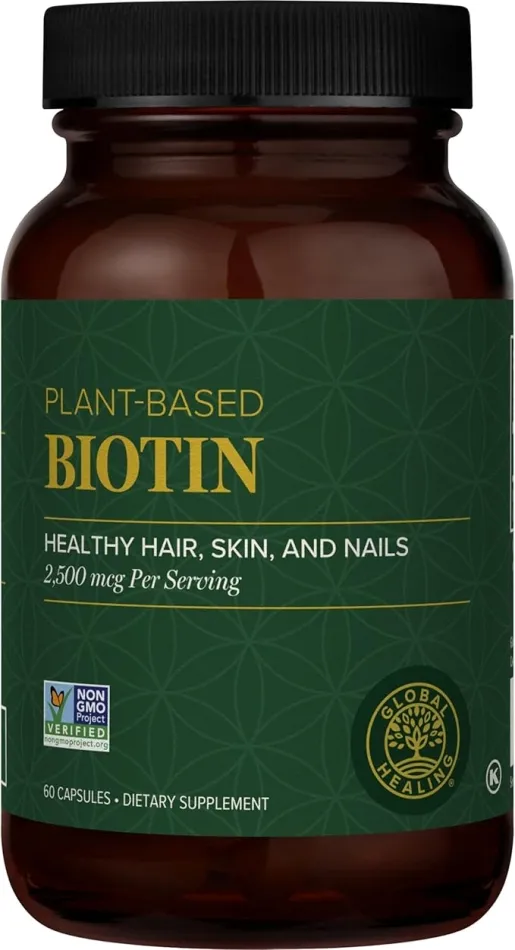 Global Healing Biotin (Vitamin B7) Biotin for Hair Growth Supplement Vitamins, Supports Radiant Skin, and Stronger Nails, Hair Loss Vitamins for Women and Men, More Than The 1000mcg