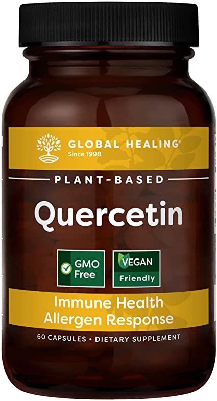 Global Healing Plant-Based Quercetin Supplement Capsules To Support Immune System Function, Respiratory Health & Body's Natural Response To Occasional Allergies - Non Drowsy Feeling - 250 mg, 60 Count