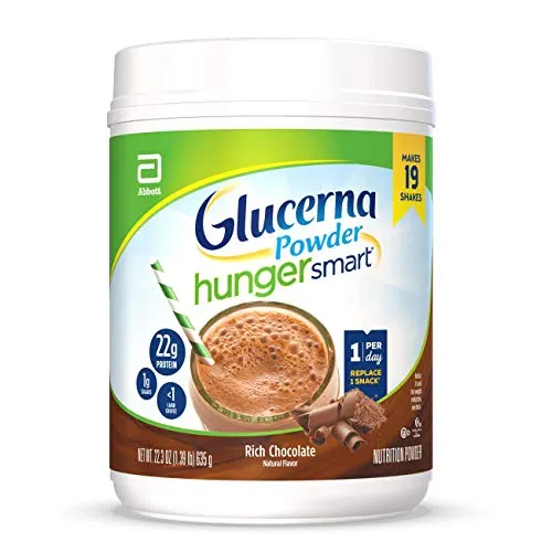 Glucerna Hunger Smart Powder, with 22g of Protein and 2g Sugars, Gluten-Free Protein Powder Mix for People with Diabetes, Rich Chocolate, 22.3-oz Tub ( Pack Of 2 ) ( Packaging May Vary )