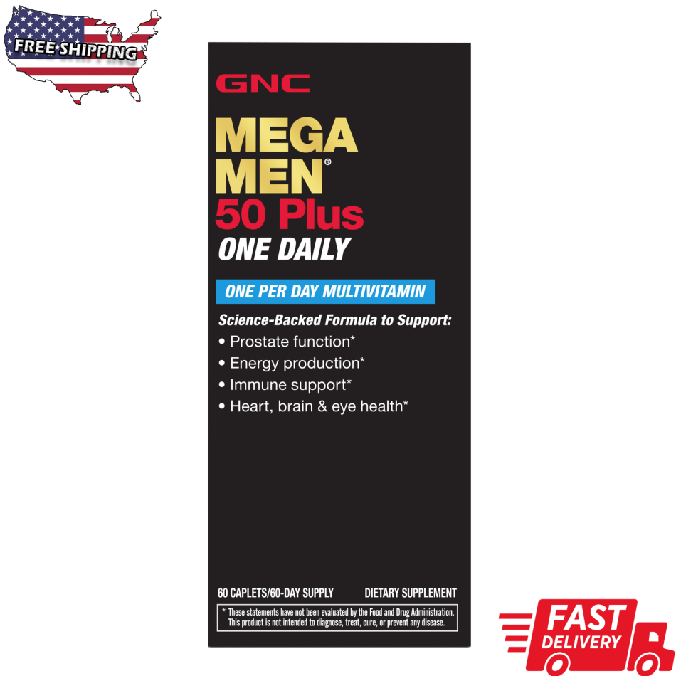 GNC Mega Men 50-Plus One Daily Multivitamin, 60 Tablets, Vitamin and Minerals