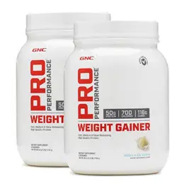 GNC Pro Performance Weight Gainer - Vanilla Ice Cream, Twin Pack, 6 Servings per Bottle, High-Quality Protein to Increase Mass
