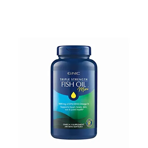 GNC Triple Strength Fish Oil Minis |Omega-3 Heart, Brain, Joint & Eye Support with Triglyceride EPA & DHA | Non-GMO Gluten Free | 240 Mini Softgels