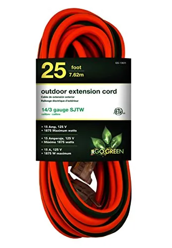 GoGreen Power GG-13825 - 14/3 25' SJTW Outdoor Extension Cord - Lighted End