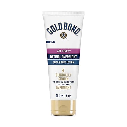 Gold Bond Age Renew Retinol Overnight Body & Face Lotion, Retinol Face and Body Lotion with Peptide Complex, 7 oz