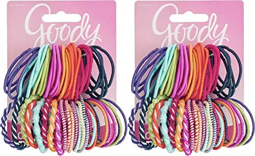 Goody Girls Ouchless Elastic Hair Ties, No-metal, 60 count, Assorted Colors (2 Pack)