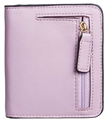 Gostwo Womens Rfid Blocking Small Compact Bifold Luxury Genuine Leather Pocket Wallet Ladies Mini Purse with ID Window(Purple)
