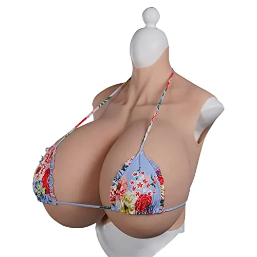 GOUTUI Silicone Breastplate Silicone Filled I Cup Realistic Fake Boobs Silicone Breastplates Forms Breast Plate Silicone Filling for Drag Queen Crossdresser 1 Tan