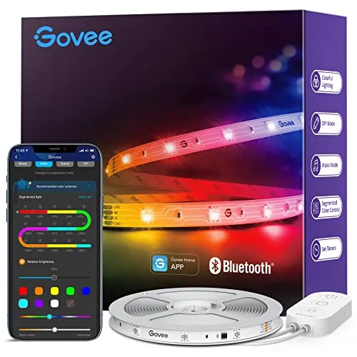 Govee RGBIC LED Strip Lights, 16.4ft Smart LED Lights for Bedroom, Bluetooth LED Lights APP Control, DIY Multiple Colors on One Line, Color Changing LED Lights Music Sync for Ceiling, Gaming Room