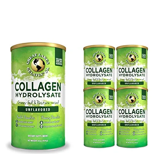 Great Lakes Gelatin, Collagen Hydrolysate, Unflavored Beef, Kosher, 16 Oz 4-Pack