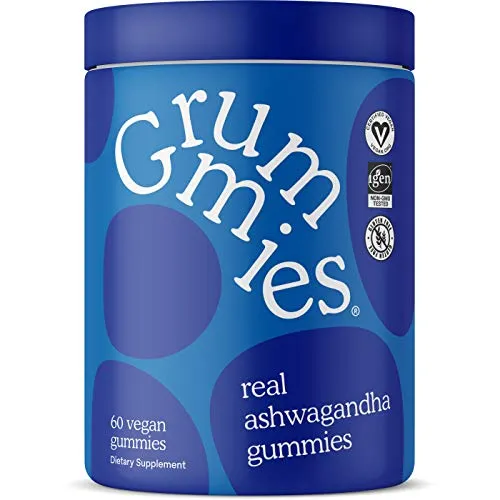 Grummies Ashwagandha Gummies - Real Superfood Gummies - IGEN Non-GMO Tested & Vegan Certified - 60 Vegan Ashwagandha Gummies