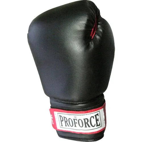 Gungfu ProForce Leatherette Boxing Gloves - Black with Red Palm / 16 oz.