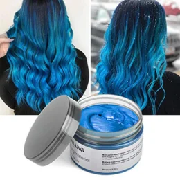 Hair Color Wax, Unisex Blue Instant Hair Dye Wax 4.23 oz Temporary Hairstyle Cream Styling Hair Paint Party Cosplay