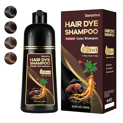 Hair Dye Shampoo 3 in 1, Root Touch Up Hair Color for Women Men Semi Permanent 100% Gray Hair Coverage Dark Brown, Champu Para Canas for Color Treated Hair, 15 Minutes Quick Dye, 500 ml