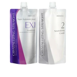 Hair Rebonding Professional Crystallizing Hair Straightener (EX1) + Neutralizing Emulsion (2) SET with a free SOFIA BY ODE Brush