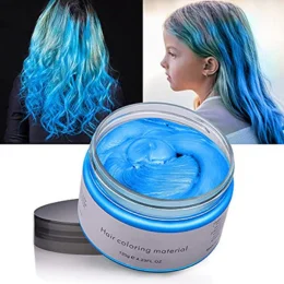 Halloween Hair Color Wax, Unisex Instant Hair Wax 4.23 OZ Blue Hair Dye Wax Hairstyle Pomade Cream Natural Matte Wax ( Blue )