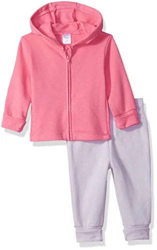 Hanes baby boys Ultimate Flexy Fleece Adjustable Fit Jogger With Zippin Fleece Hoodie Layette Set, Pink/Grey, 12-18 Months US