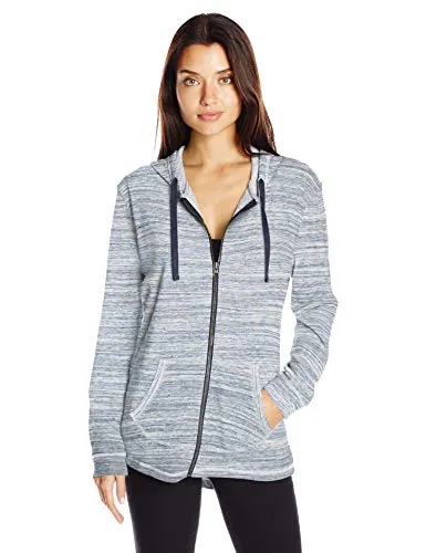 Hanes Women's French Terry Full-Zip Hoodie, Navy Space Dye, Large