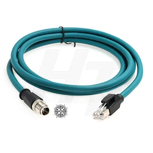 HangTon M12 Ethernet 8 Pole X-Code RJ45 Cable for Cognex Industrial Camera Sensor (2 Meter)