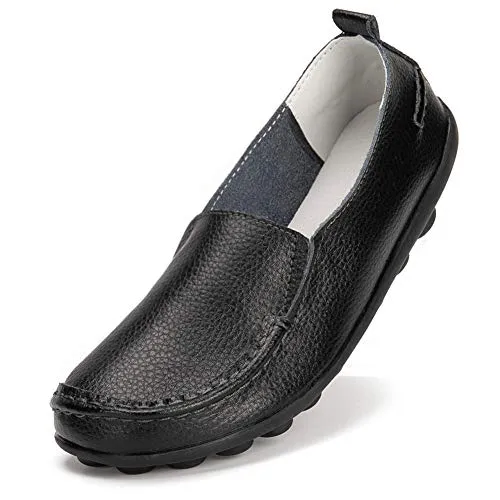Harence Shoes for Women Comfortable Slip On Driving Loafers Casual Leather Walking Flats Shoes Black