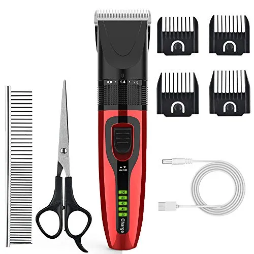 Haresle Dog Clippers Low Noise Pet Clippers Rechargeable Dog Trimmer Cordless Pet Grooming Tool Professional Dog Hair Trimmer with Comb Guides Scissors Nail Kits for Dogs Cats & Others
