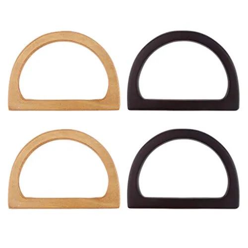 Harilla 4pcs Wooden Bag Handle Replacement DIY Craft Purse Crossbody Making Supplies